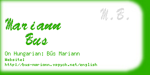 mariann bus business card